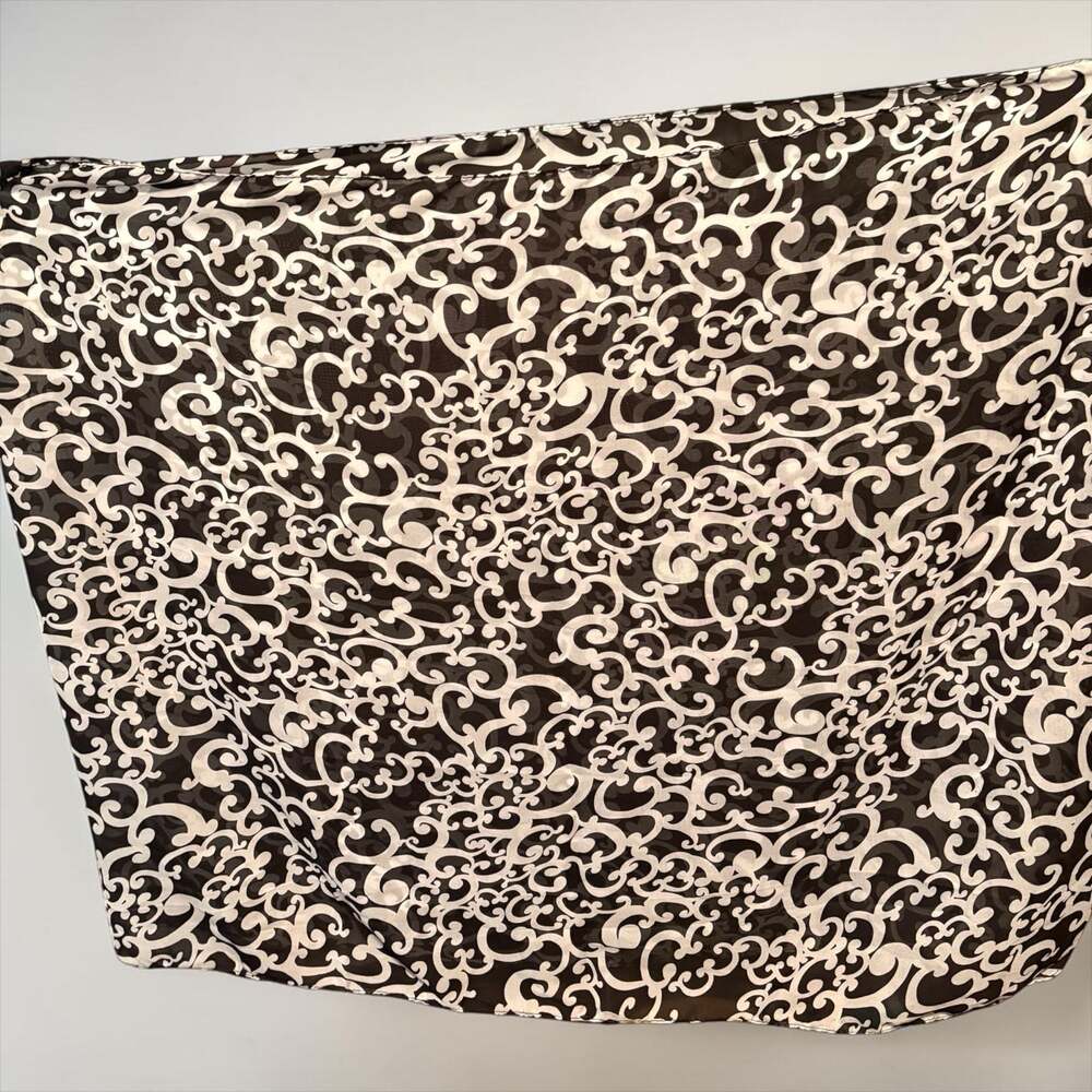 Black and White Baroque Scroll Print Infinity Scarf
